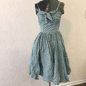 Teal strawberry “Golightly” swing dress